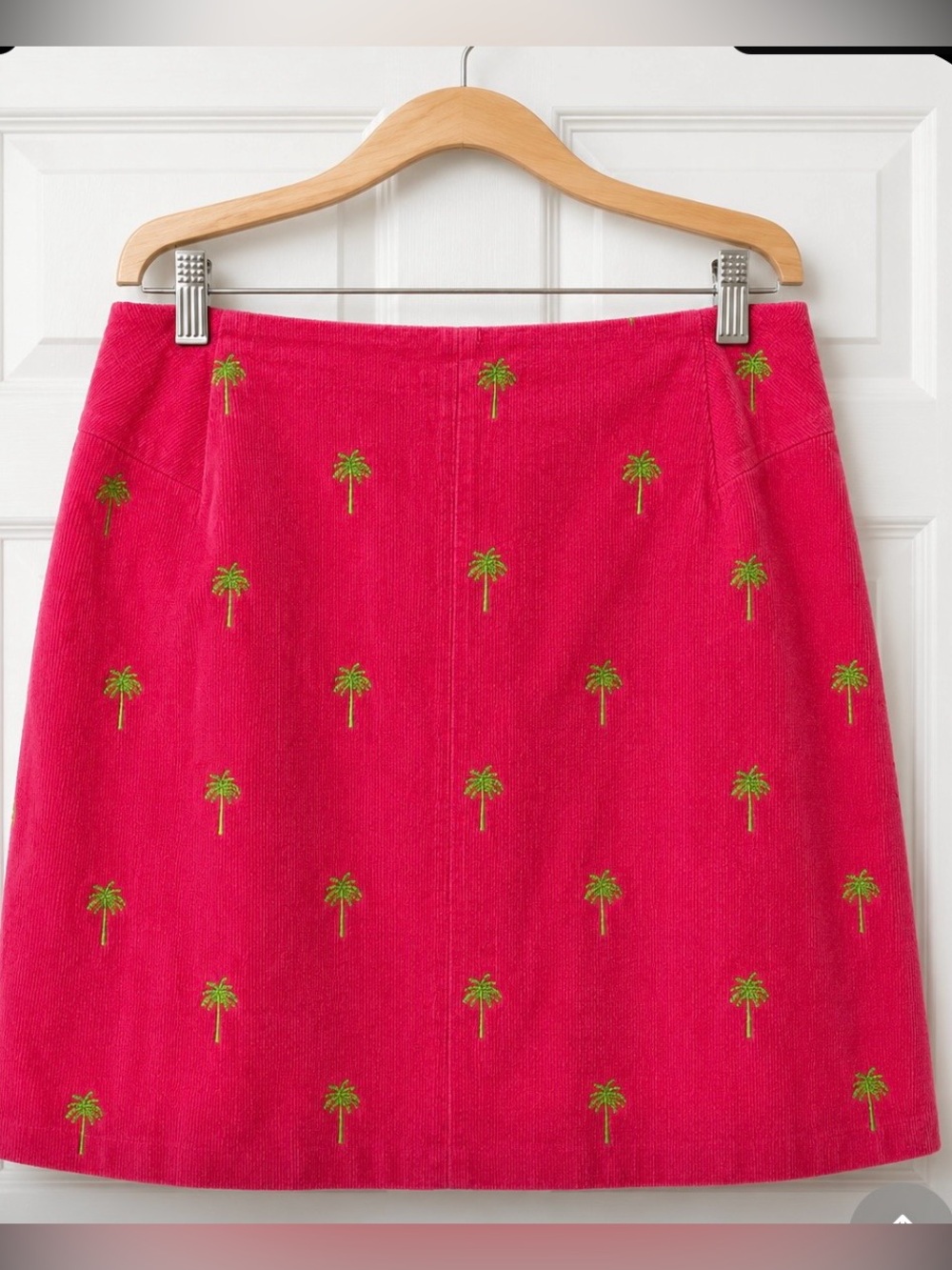 Vintage Lilly Pulitzer Palm Tree Embroidered Corduroy Skirt - Pink